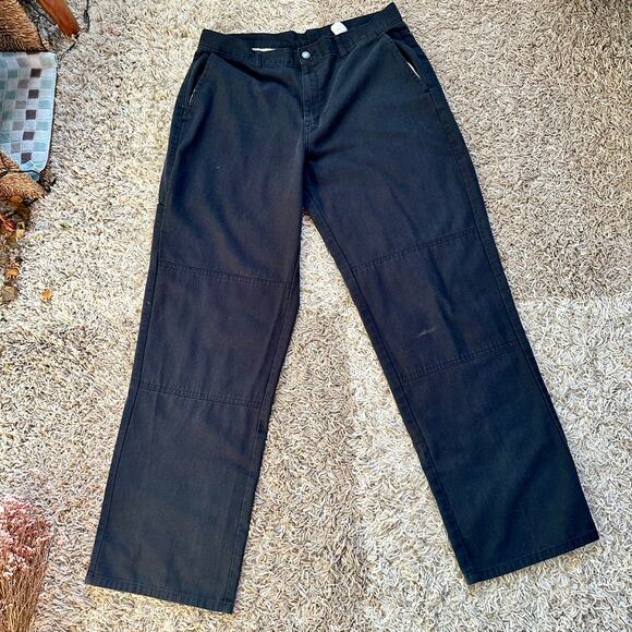 Dickies Black Faded Chino Pants Logo Workwear Mens 34x32 - Picture 2 of 13